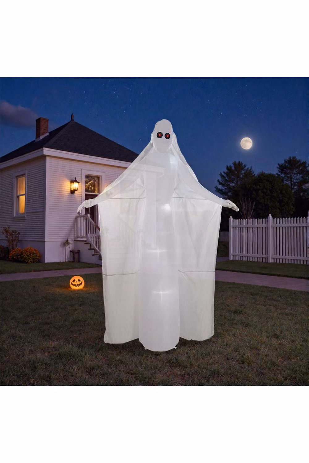 H&O Direct White Inflatable Ghost with Red Eyes for Halloween, Height: 240 cm – 2
