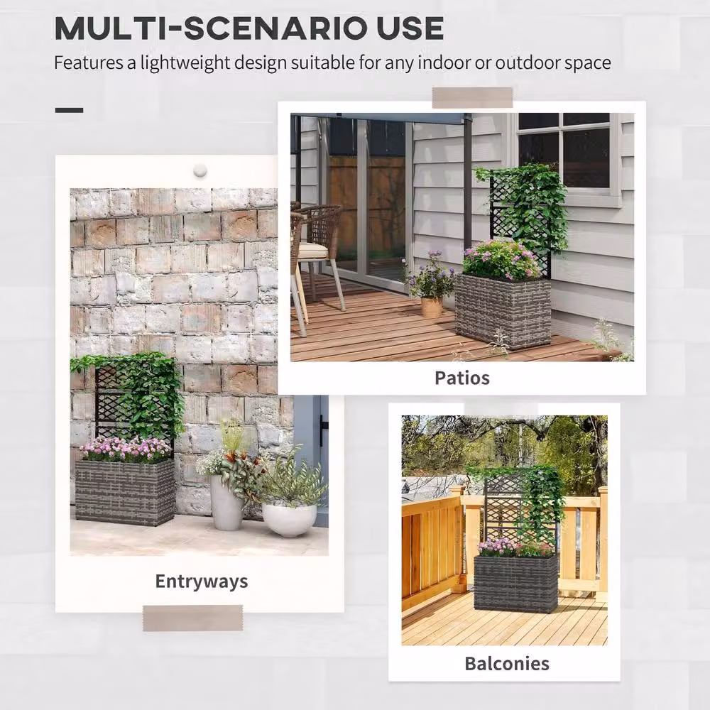 STILVORA Grey Raised Planter with Trellis made of Galvanised Steel, W/D/H: 57 x 25 x 22 cm – 3