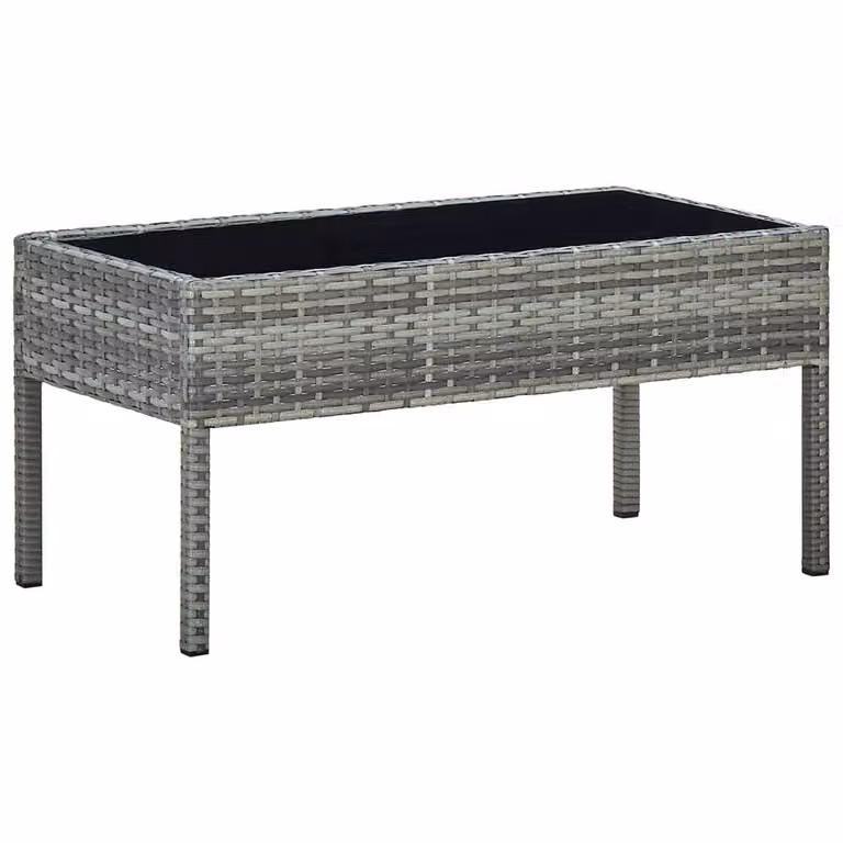 Berkfield Home Grey Poly Rattan Garden Table W: 75 cm, D: 40 cm, H: 37 cm