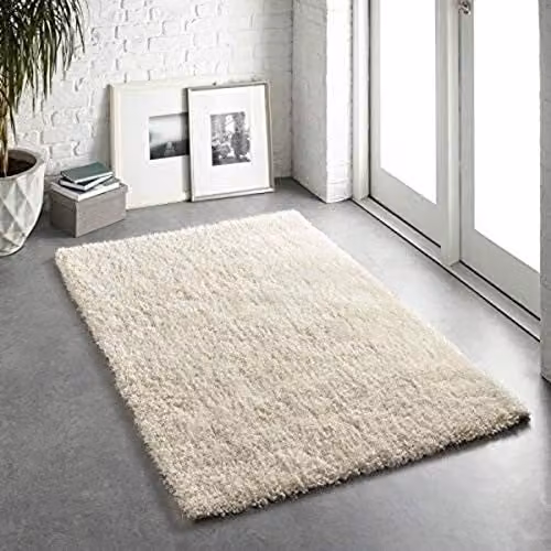 Rugs Direct Hand-Tufted Modern Rectangular Polyester Rug in White
