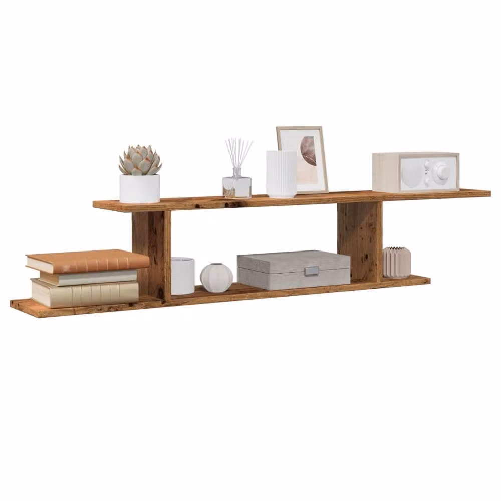 Berkfield Home Wall-Mounted TV Shelf in Old Wood Brown, W/D/H: 125 x 18 x 23 cm – 2