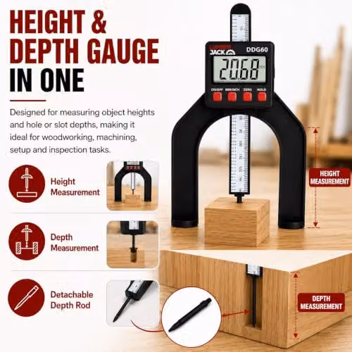 Lumberjack LCD Digital Height and Depth Gauge Electronic Caliper with Magnetic Ruler in Black – 7