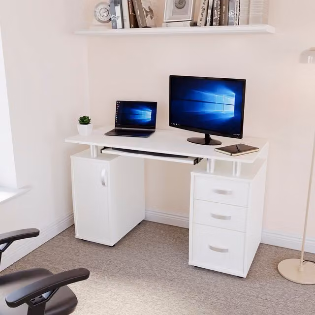 Vida Designs Modern White Matt Computer Desk