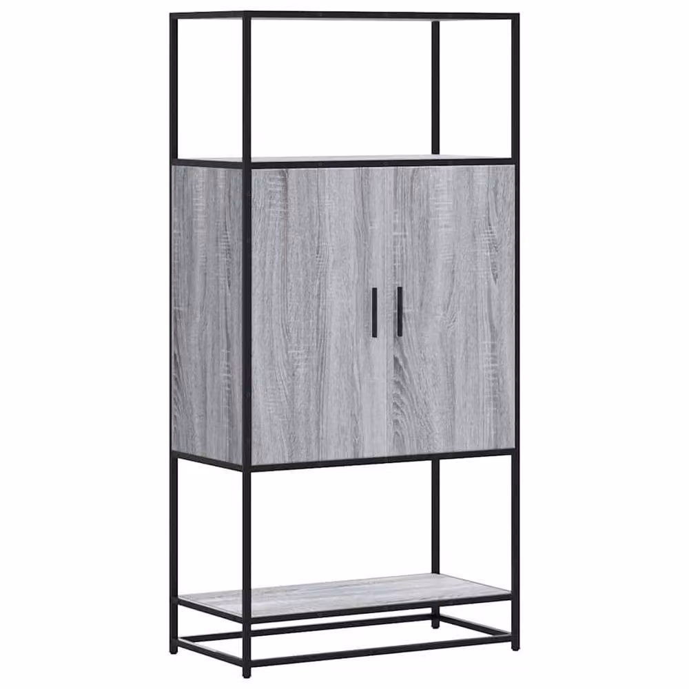 Berkfield Home Sonoma Grey Highboard in Engineered Wood and Metal, W/D/H: 68 x 35 x 139 cm – 2