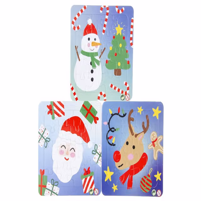 LG-Imports Pack of 12 Multicolour Christmas Mini Jigsaw Puzzles