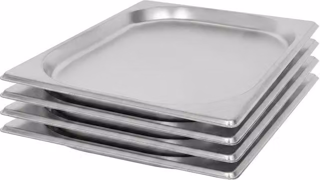 Argon Tableware Stainless Steel Gastronorm Containers 1/2 850ml, 20mm Depth, Silver Pack of 4 – 2