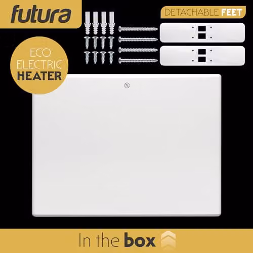 Futura 1000W Convector Electric Panel Heater with Timer and Thermostat, White, Wall Mounted or Freestanding – 4