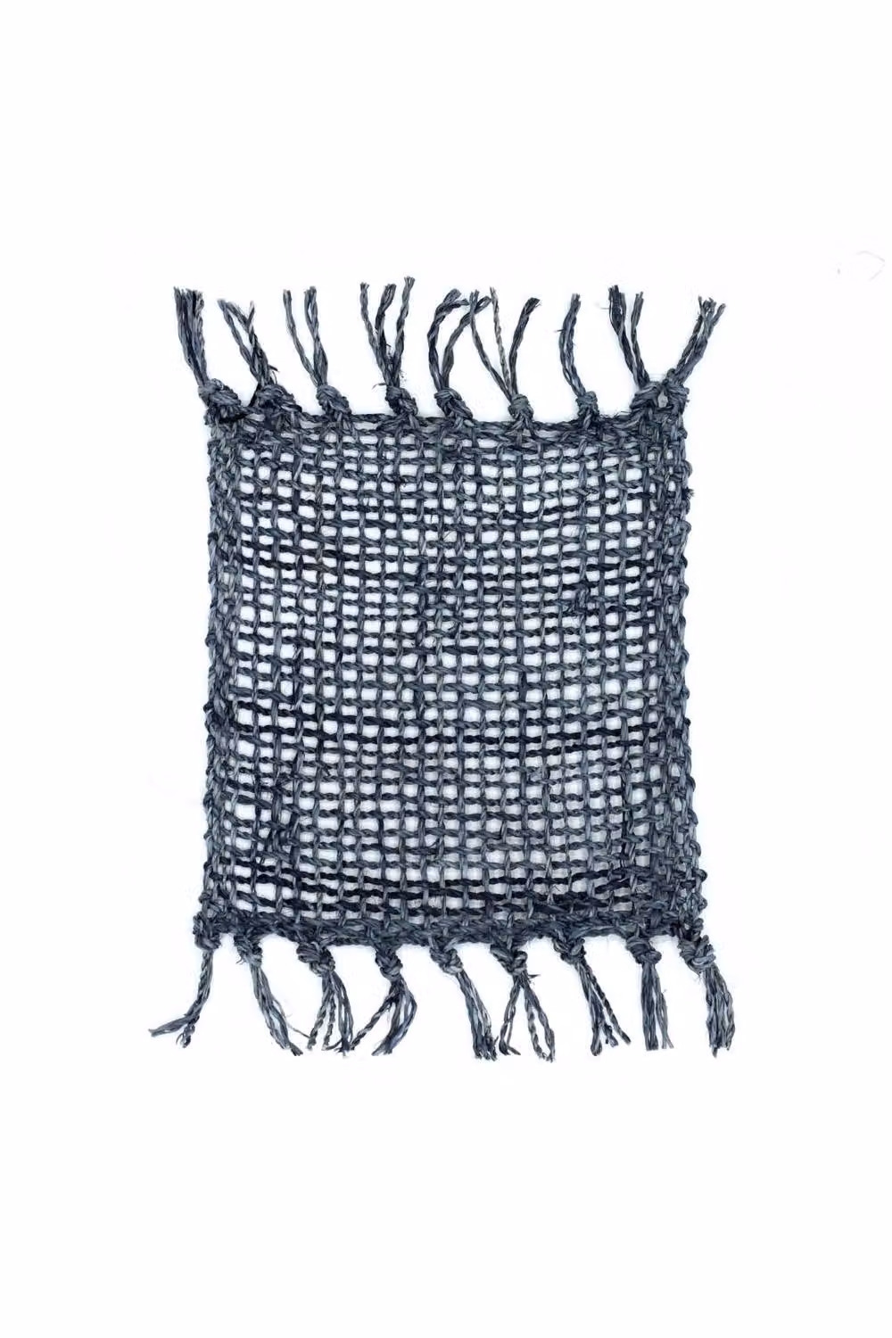 KDMD Set of 4 Natural Seagrass Fringe Coasters in Anthracite – 2