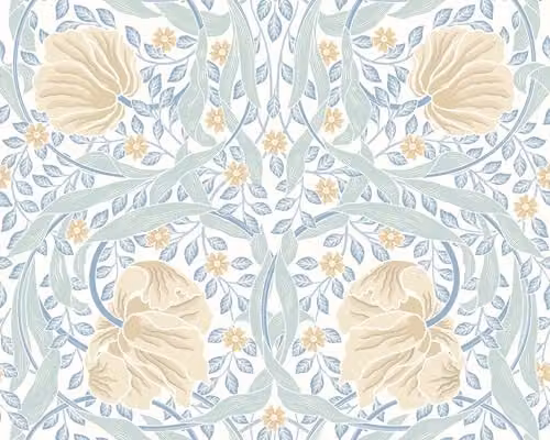 Origin Murals Flower Circle Floral Wall Mural in Blue, W: 200 cm x H: 6 cm