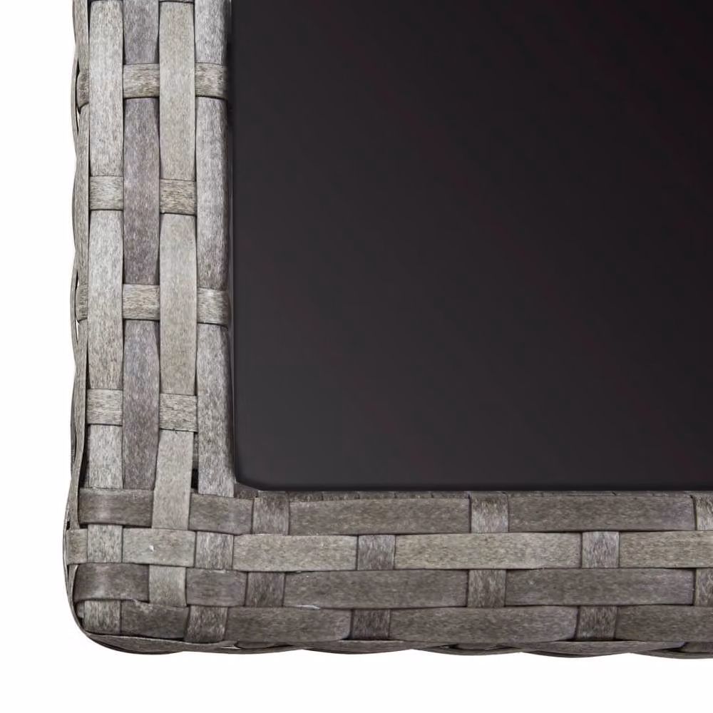 Berkfield Home Anthracite Garden Table in Grey Poly Rattan and Glass, W/D/H: 110 x 53 x 72 cm – 3
