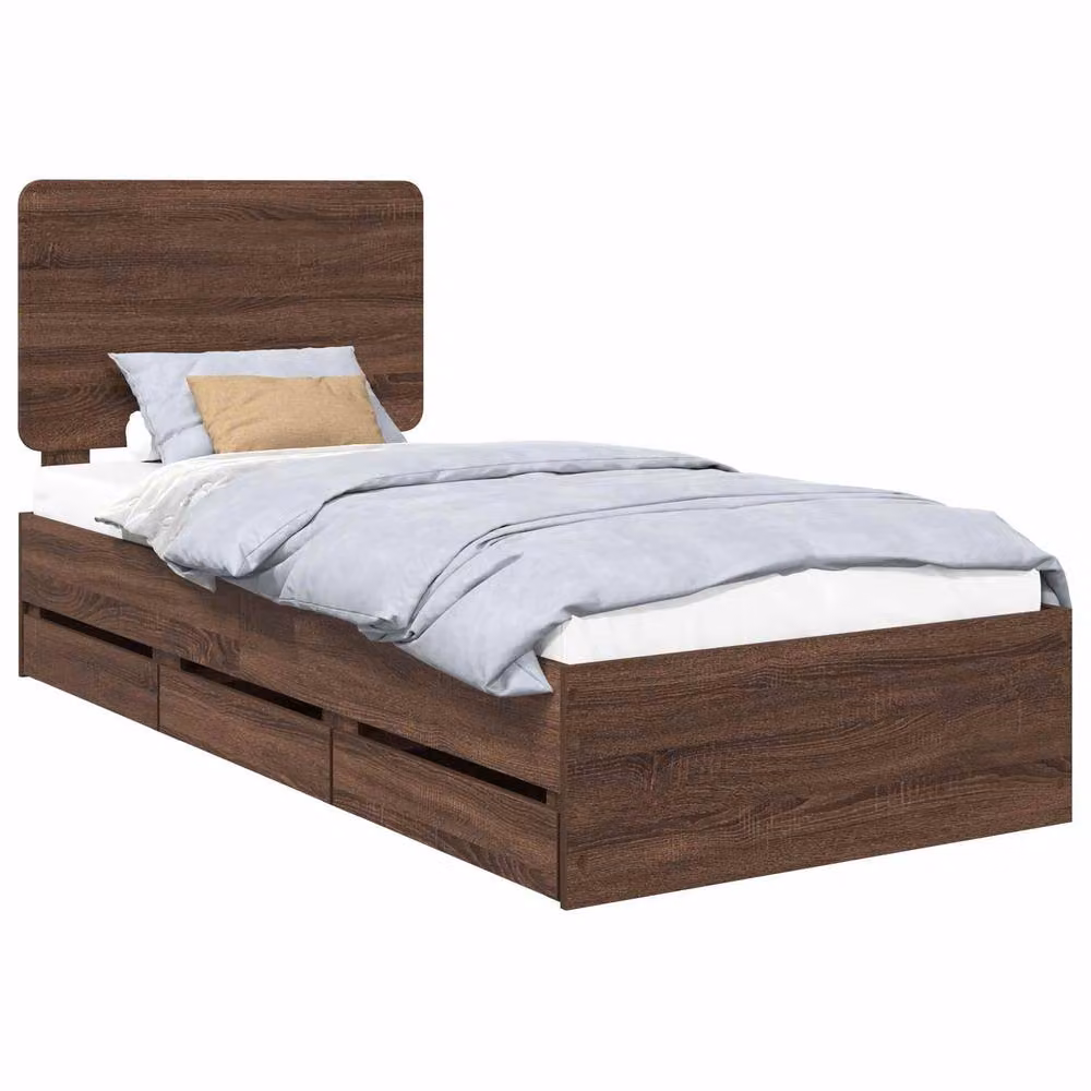 Berkfield Home Modern Bed Frame with Drawers in Brown Oak, W/D/H: 75 x 190 cm – 2