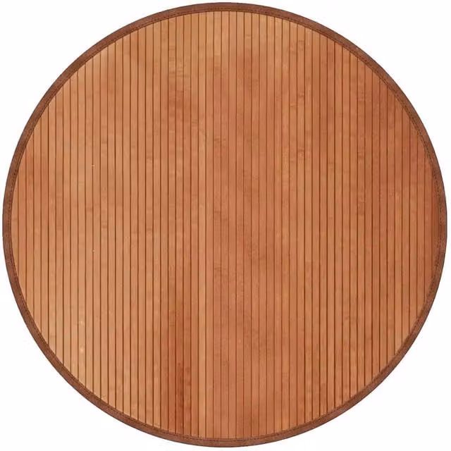 Berkfield Home Round Bamboo Rug in Brown, Diameter: 100 cm – 1