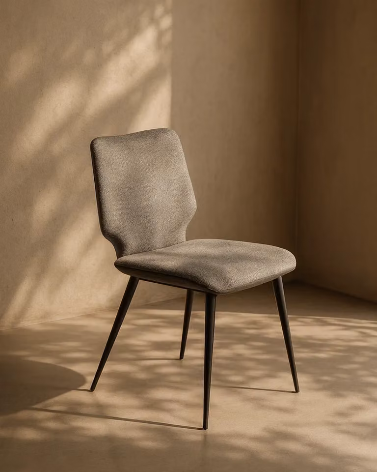 Tommy Franks Hexi Dining Chair Set of 2 in Black and Grey Fabric with Metal Legs