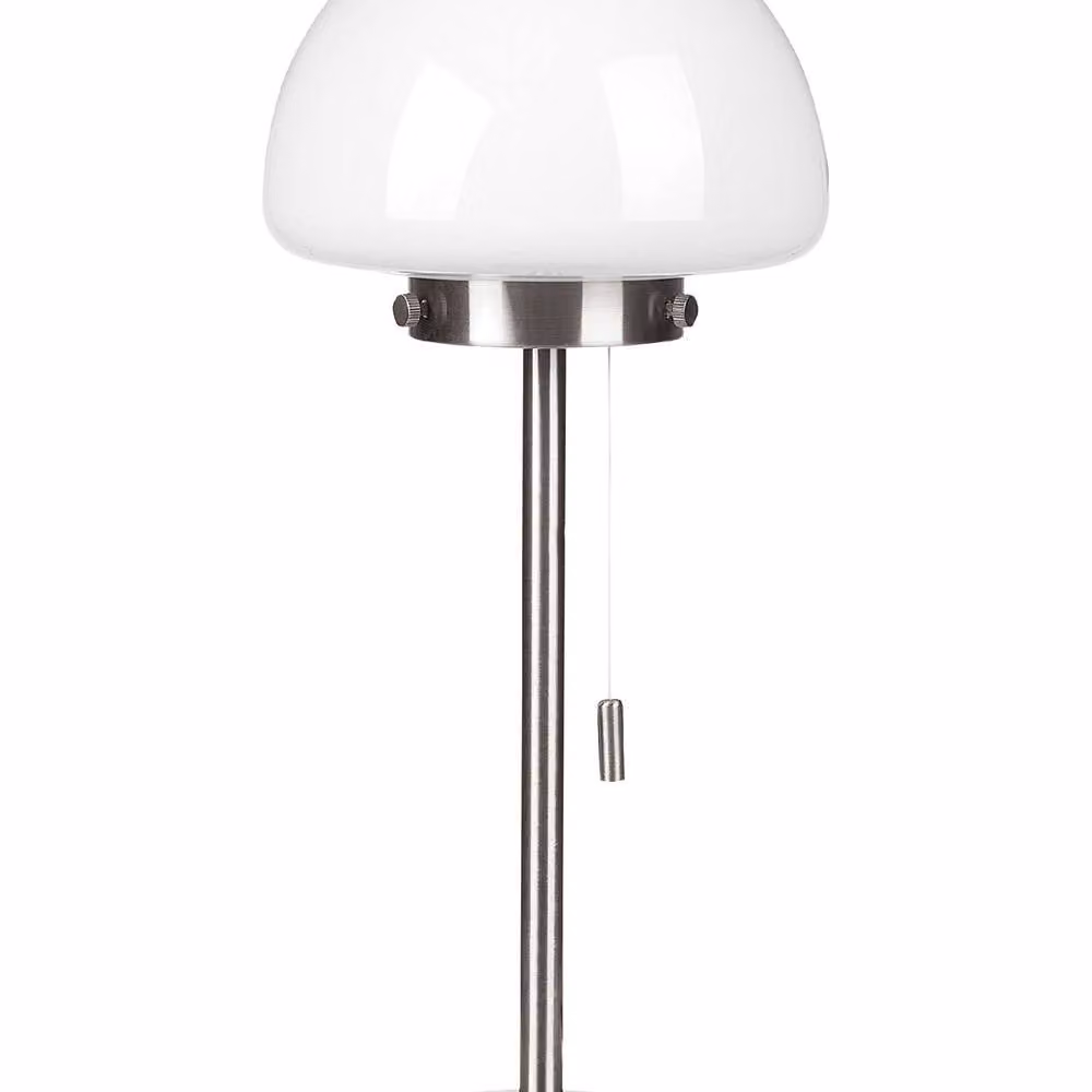 Wyld and Coco Modern Table Lamp with Silver Metal Base and White Glass Half Sphere Shade – 2