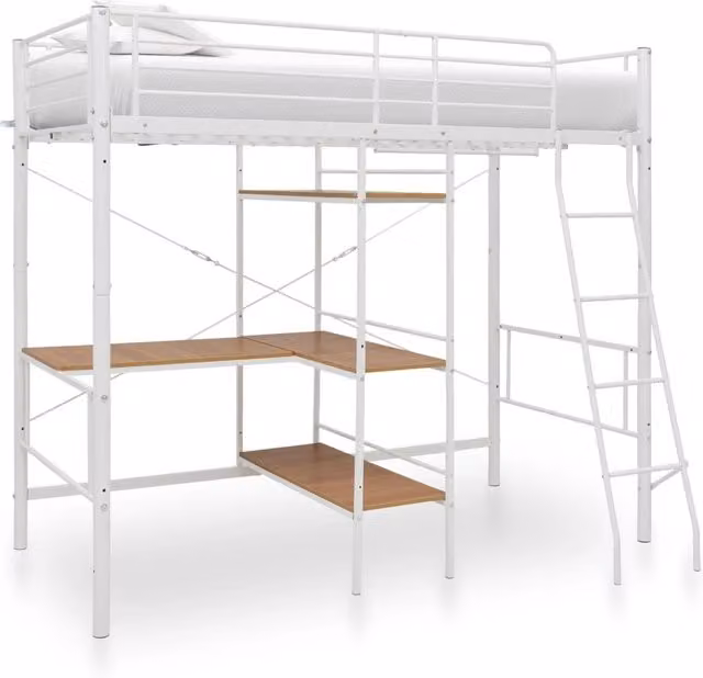 Berkfield Home Modern White Metal Bunk Bed for Children W/D/H: 90 x 200 cm