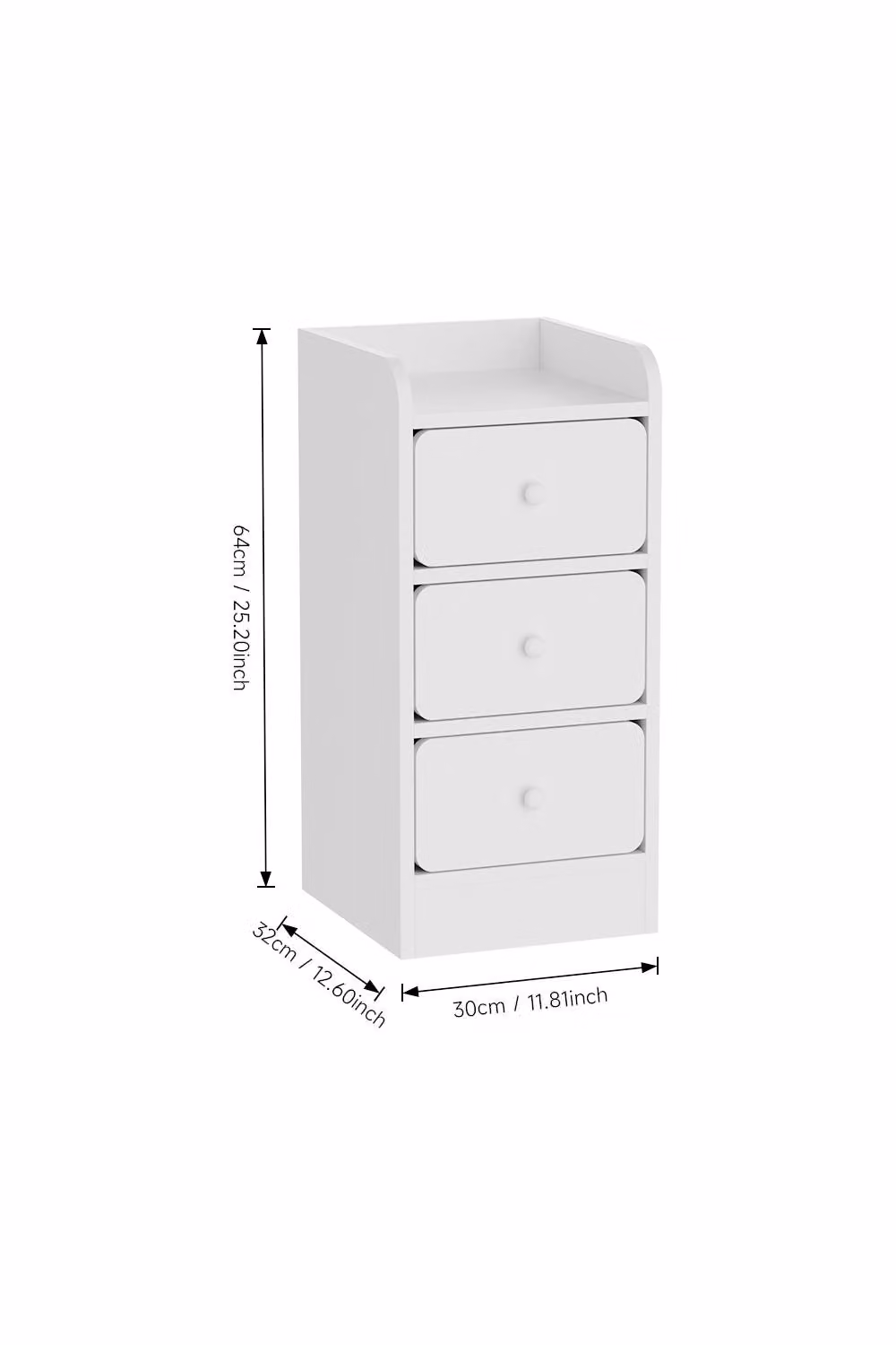Garden Sanctuary Modern 3-Drawer Bedside Table in White – 3