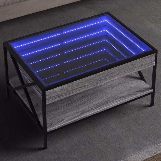 Berkfield Home Infinity LED Coffee Table in Grey Sonoma, W: 70 cm, D: 50 cm, H: 38 cm