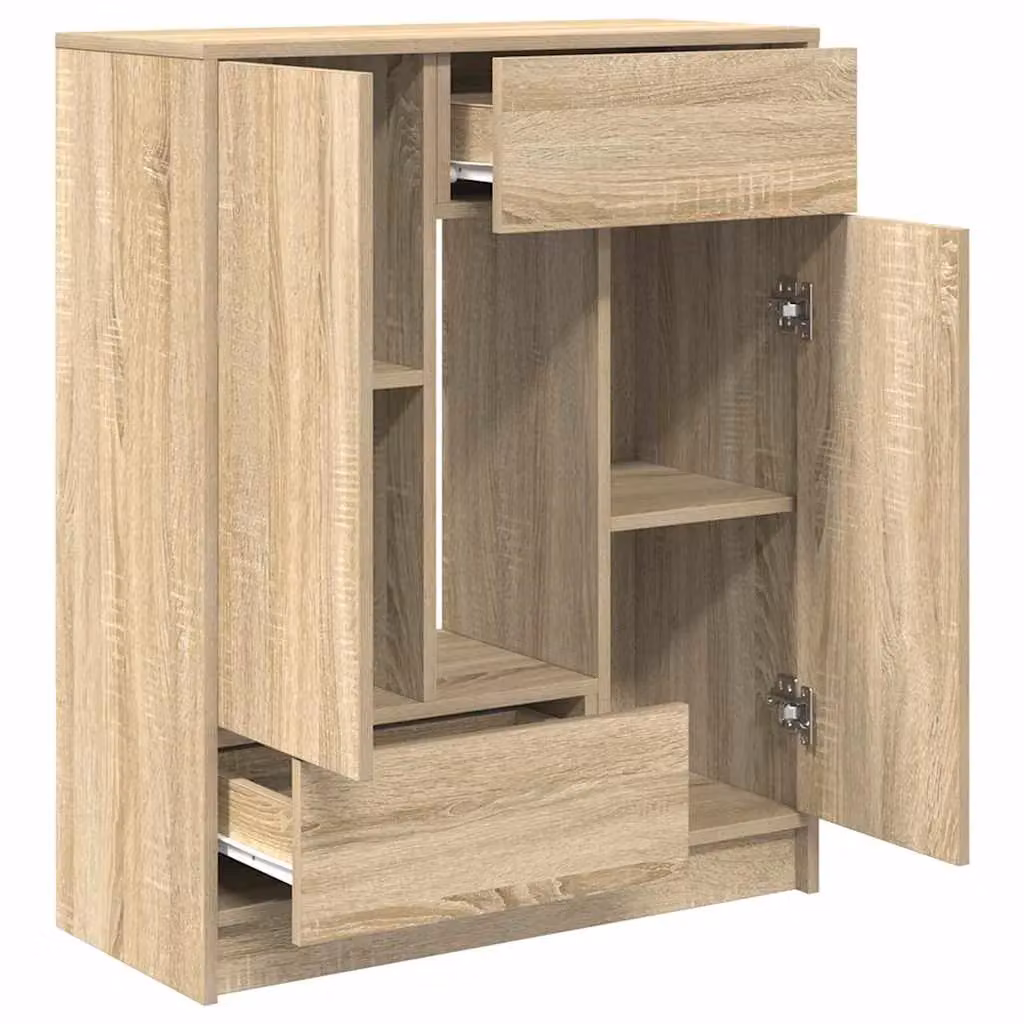 Berkfield Home Sonoma Oak Sideboard with Drawers and Doors in Brown, W: 73 cm, D: 31 cm, H: 90 cm – 2