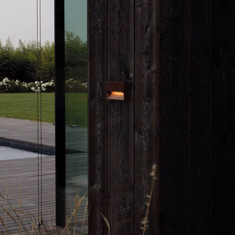 Netlighting Dedra Rectangular LED Outdoor Flush Wall Lamp, Brown, 160Lm, 3000K, IP65 – 3