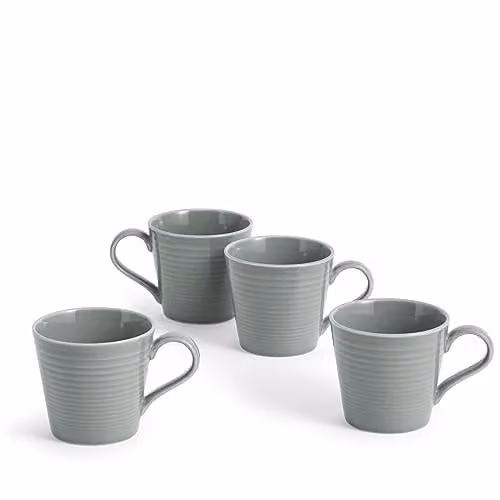 Royal Doulton Gordon Ramsay Maze Stoneware Mugs, Grey and White, Set of 4, 400ml – 1