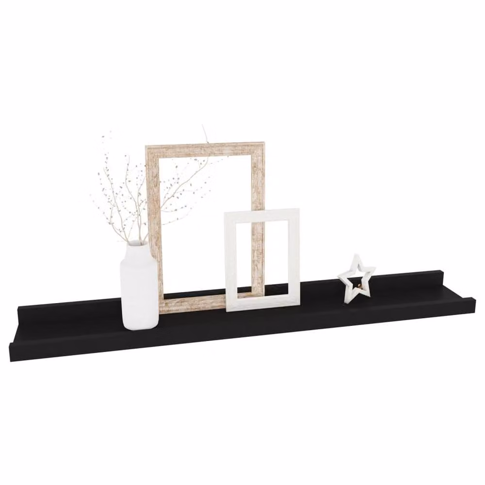 Berkfield Home Wall Mounted Shelves, 4 Piece Set, Black, W: 60 cm, D: 9 cm, H: 3 cm – 3