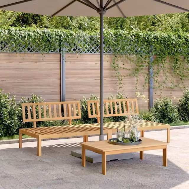 Berkfield Home Garden Pallet Middle Sofas, Set of 2, Brown Solid Acacia Wood