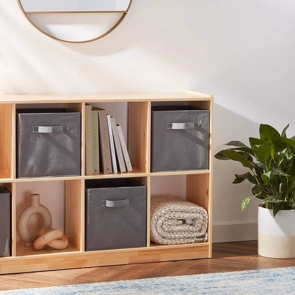 Nordara 6 Pack Grey Fabric Foldable Storage Cubes with Handles – 4