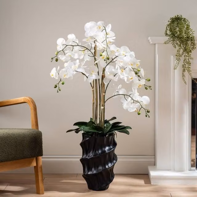 Scottish Everlastings Ltd Real Touch Phalaenopsis Orchid in White Pot, Height: 110 cm