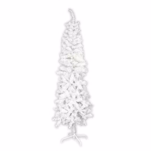 The Christmas Workshop 6ft Slimline White Artificial Christmas Tree with Metal Stand – 1
