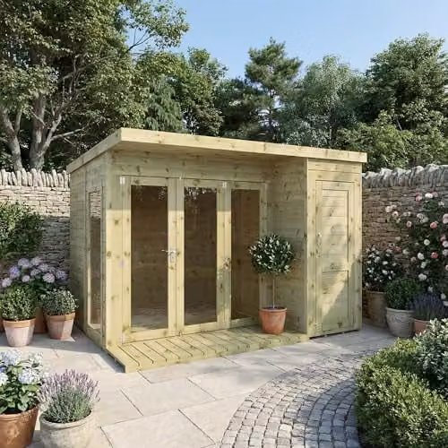 Mercia Brown Wood Combi Garden Room with Side Shed and Window