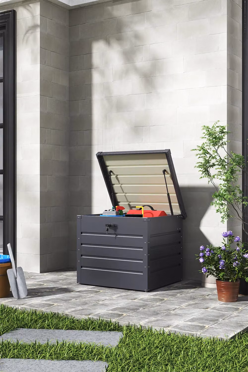 Garden Sanctuary 200L Metal Outdoor Garden Storage Box Lockable in Dark Grey – 2