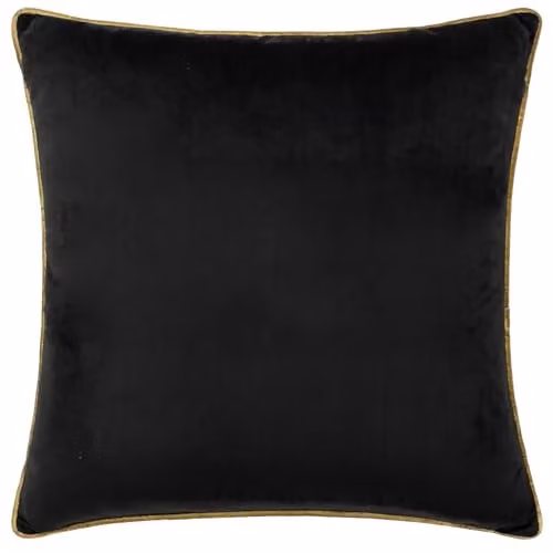 Furn Meridian Velvet Square Cushion in Black and Gold, W/D/H: 45 x 45 x 45 cm
