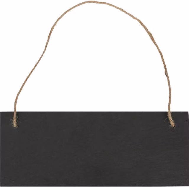 Nicola Spring Black Rectangular Rustic Slate Memo Board with Hanging Rope, W: 25 cm, H: 10 cm