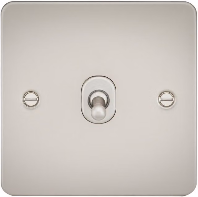 Knightsbridge Pearl Flat Plate 10AX 1G Intermediate Toggle Switch