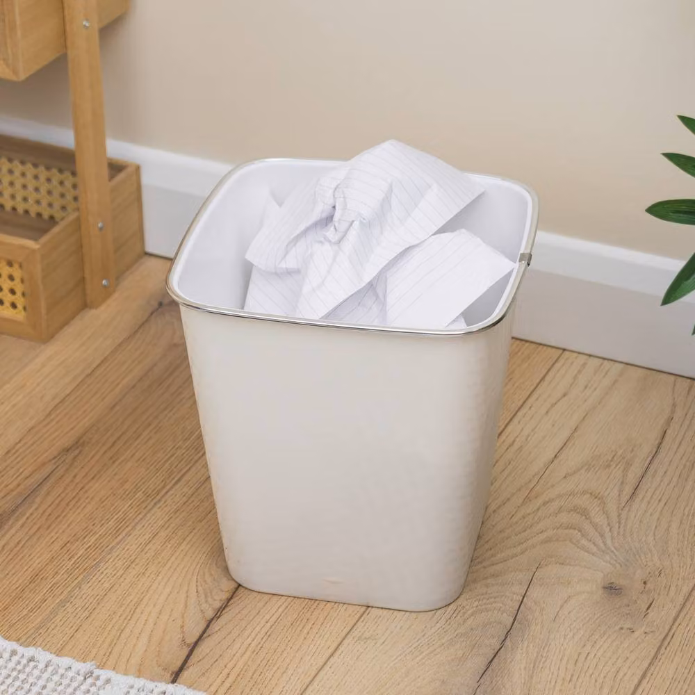 JVL Glaize Square Waste Bin Set of 2, 8L, Beige – 2