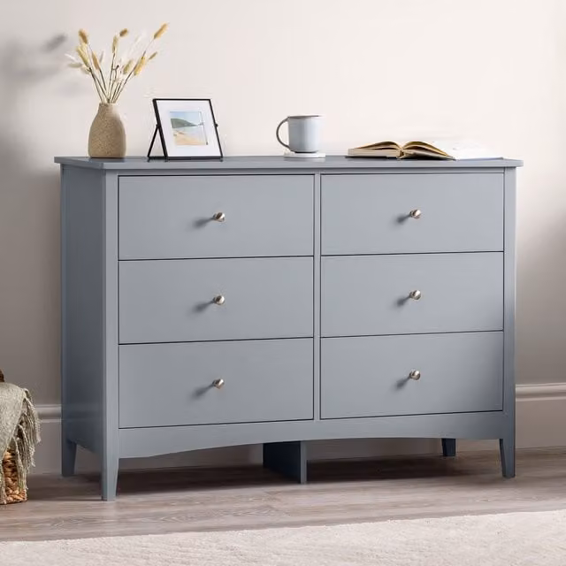 Christow 6 Drawer Bedroom Storage Chest in Grey and White, H 110.0 x W 80.0 x D 40.0 cm