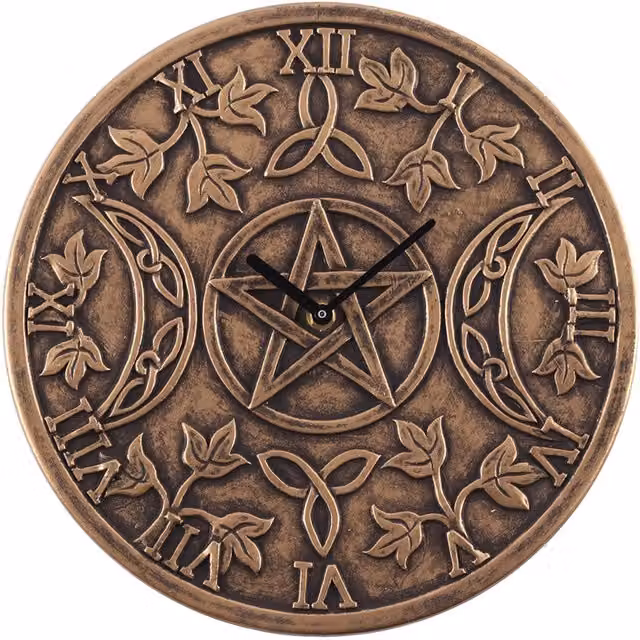 Lisa Parker Terracotta Triple Moon Bronze Effect Quartz Analog Wall Clock, Bronze