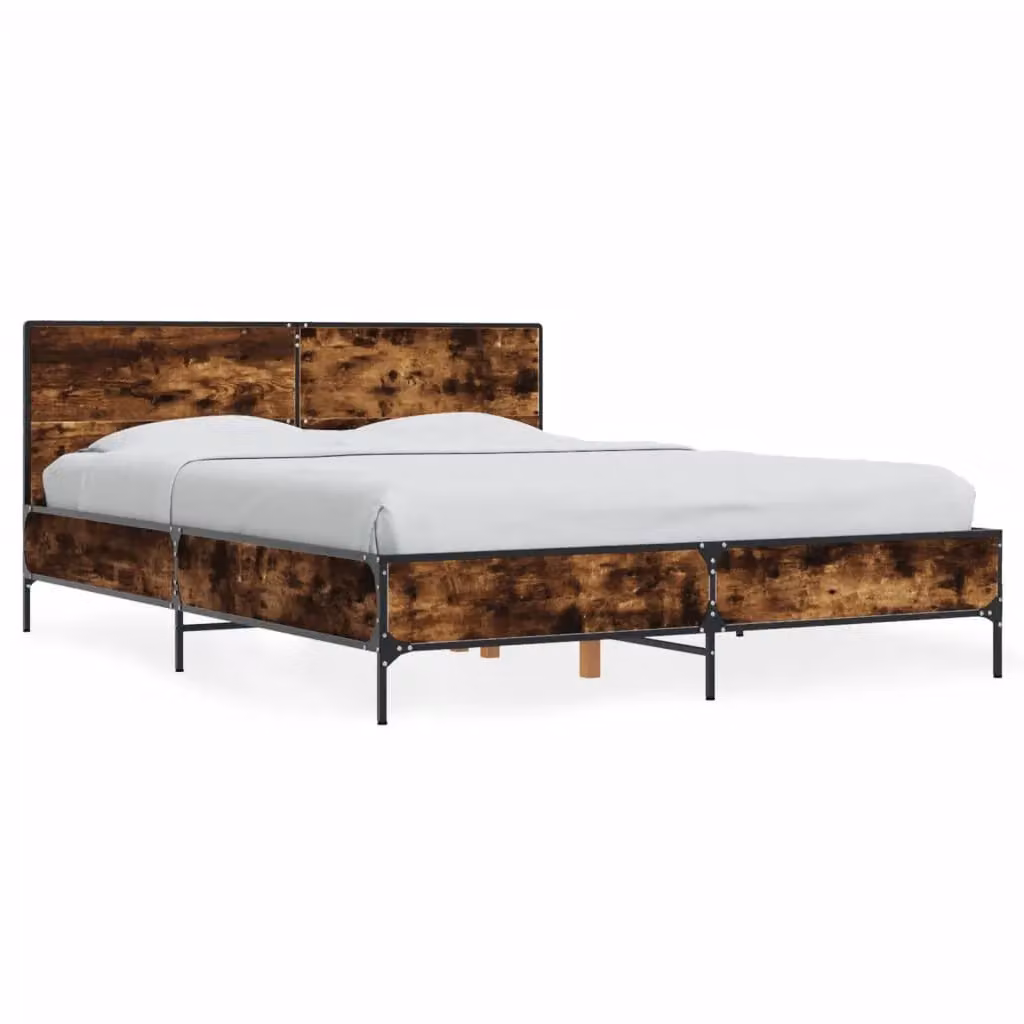 Berkfield Home Small Double Bed Frame in Smoked Oak Brown, W/D/H: 120 x 200 cm – 2