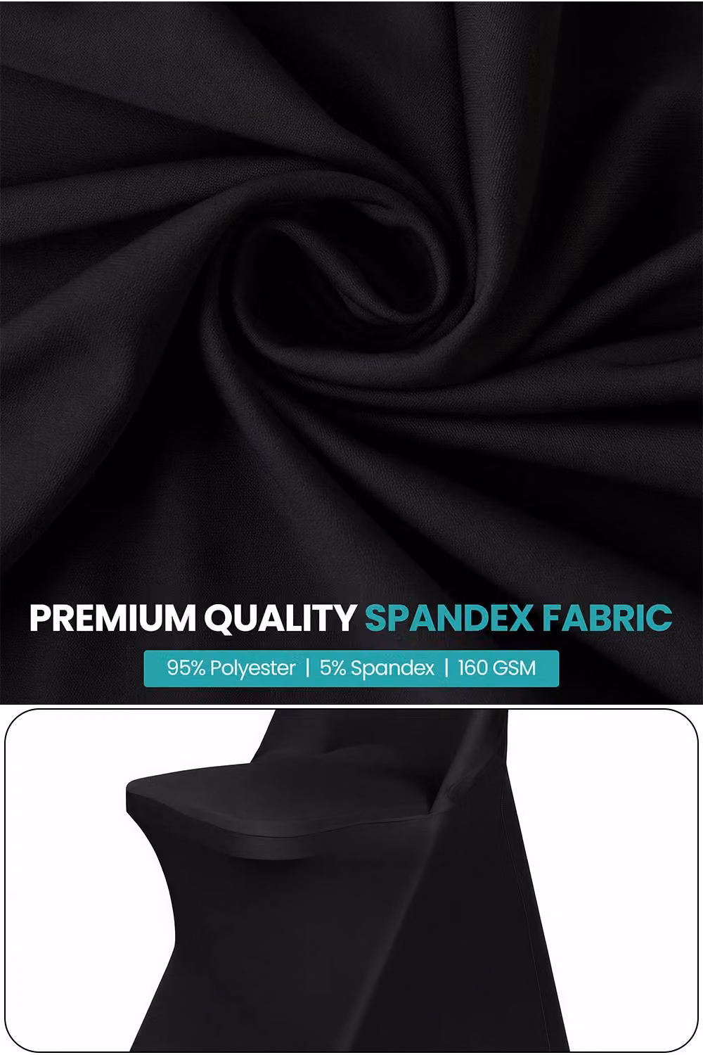 Trimming Shop Blue and Black Fitted Stretch Spandex Dining Chair Cover – 4