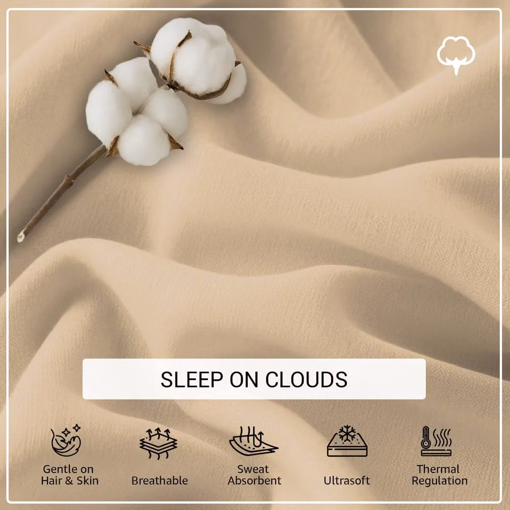 Pamposh 3 Piece Egyptian Cotton Single Duvet Cover Set with Fitted Sheet and Pillowcase in Beige – 2