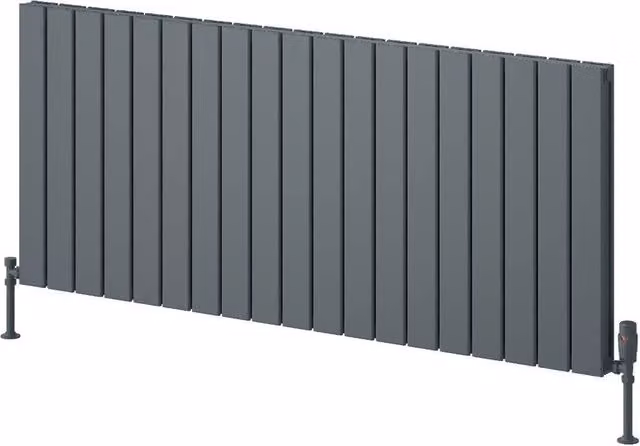 Bathroom Kingdom Piatto Anthracite Double Flat Panel Horizontal Aluminium Radiator, Grey, W: 142 cm, H: 60 cm