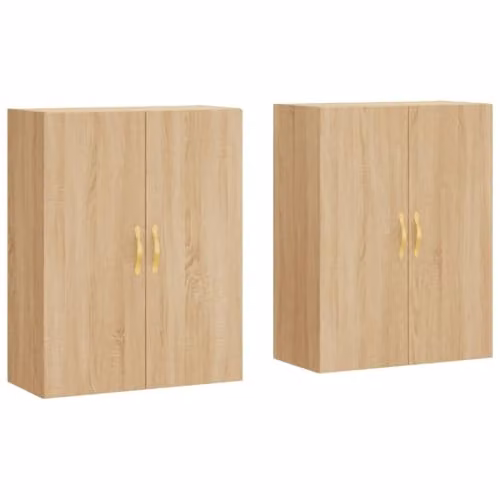 vidaXL Set of 2 Modern Wall Mounted Storage Cabinets with Hinged Doors in Sonoma Oak Brown, W/D/H: 90 x 34 x 69.5 cm