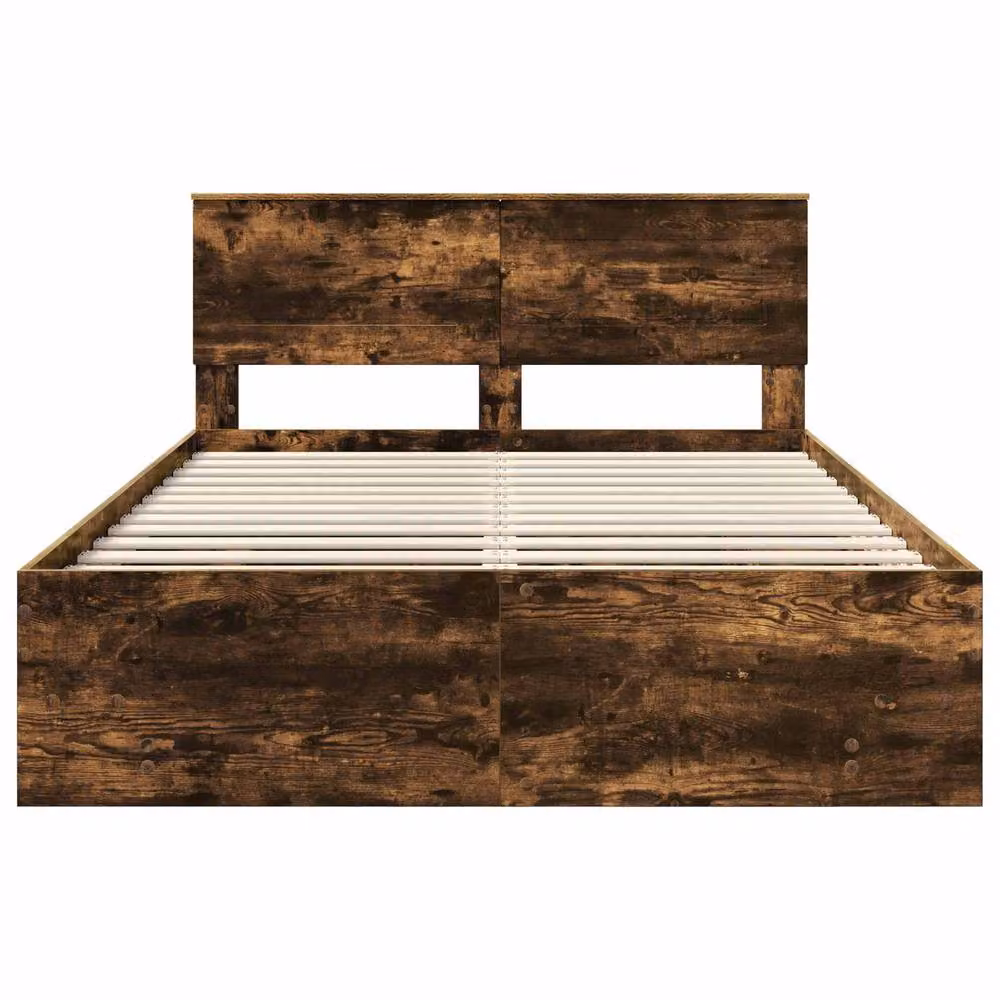 Berkfield Home Smoked Oak Bed Frame in Brown, Engineered Wood, 160 x 200 cm – 3