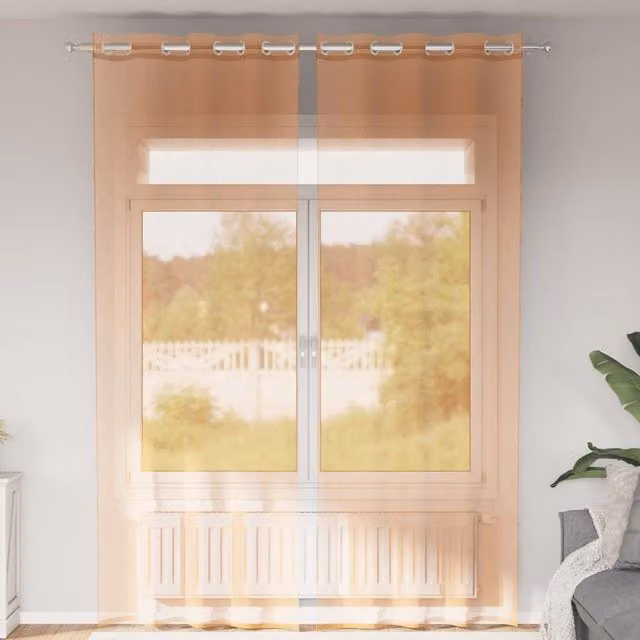 Berkfield Home Voile Eyelet Curtains, 2 Pack, Brown and Orange Terracotta