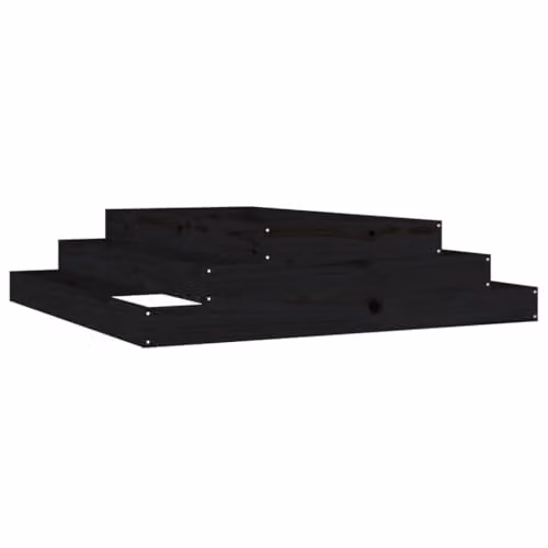 vidaXL Black Solid Wood Pine Planter Tub W: 110 cm, D: 110 cm, H: 27 cm – 1