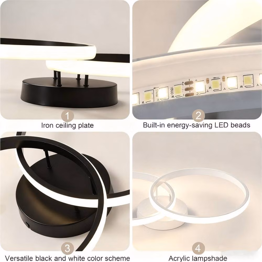 COMELY Modern Round LED Ceiling Light, 42W, 4500K, Black – 4