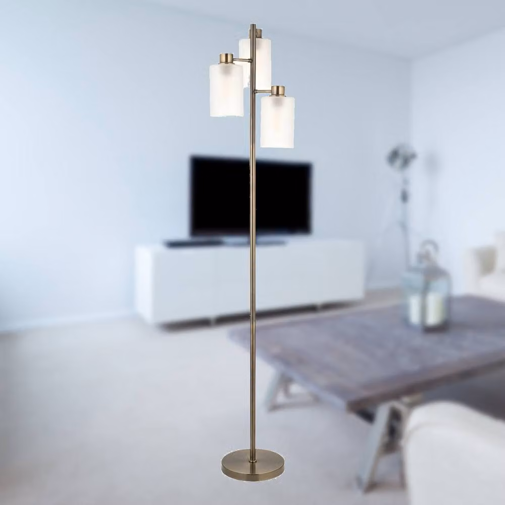First Choice Lighting Panton Floor Lamp in Antique Brass and Bronze with Glass Shades, Height: 150 cm – 3