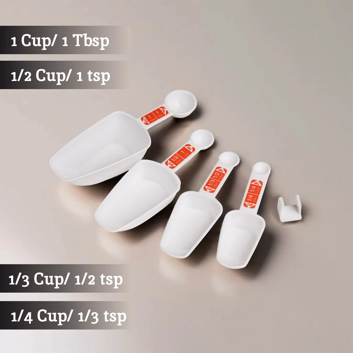 Orsina White Plastic Versatile Measuring Spoon Set for Baking – 5