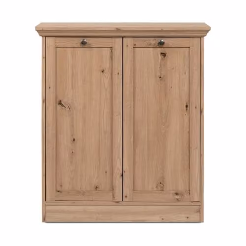 Calicosy Oak Brown 2-Door 2-Shelf Sideboard with Metal Handles W: 80 cm, H: 90 cm, D: 35 cm