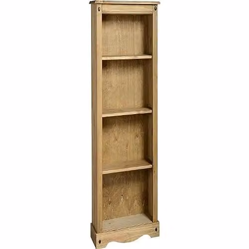 Seconique Corona Medium Pine Bookcase in Brown Waxed Wood with Adjustable Shelves, H 150 cm x W 83.5 cm x D 29 cm